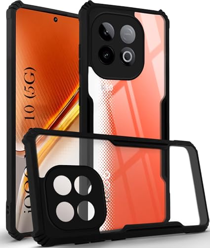 Image of Jkobi Hybrid Back Cover Case for Vivo iQOO Neo 10 (Shockproof with Polycarbonate Clear Panel | Professional Black)