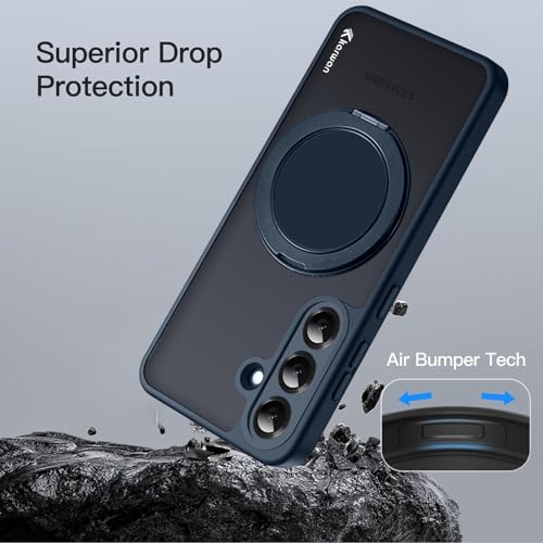 Image of KARWAN Tough Shockproof Armor Back Case Cover Compatible with Samsung Galaxy A36 with 360 Degree Rotation Magnetic Attraction Ring Holder Heavy Duty Rugged Case with Magnetic MagEase Wireless Charging