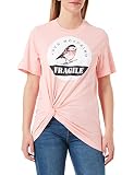 Love Moschino Womens with Front Knot and Bird Print T-Shirt, PINK, 42