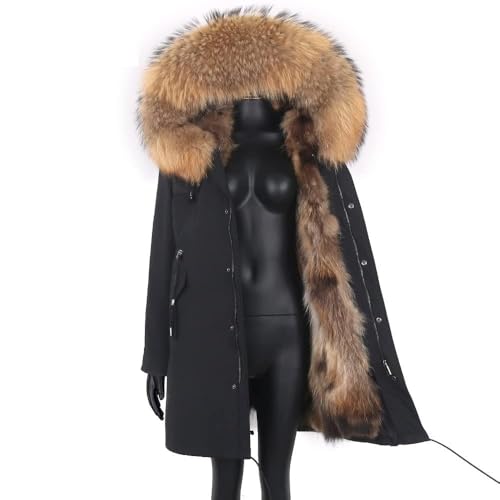 OBCPD Chaqueta de Invierno para Mujeres Impermeable Capucha de Cuello Grande Abrigo Real Grueso cálido Real