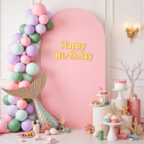 JCJ Pink Arch Backdrop Cover,7.2FT Arch Covers Stretchy Backdrop for Round Top Chiara Arch Stand, Spandex Fitted Arch Cover for Wedding Birthday Baby Showers Banquet Decoration by JCJ - Used condition - US$18.39
