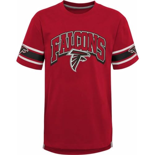 NFL Kids Youth 8-20 Victorious Team Color Cotton Primary Logo Short Sleeve Fashion Official Football T-Shirt (Atlanta Falcons, 10-12)
