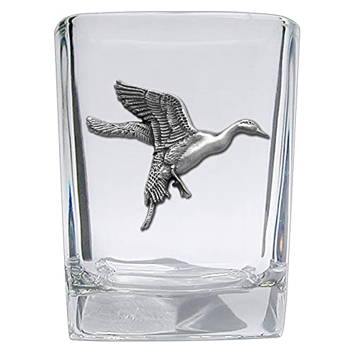 Heritage Pewter Pintail Duck Square Shot Glass | Hand-Sculpted 1.5 Ounce Shot Glass | Intricately Crafted Metal Pewter Inlay