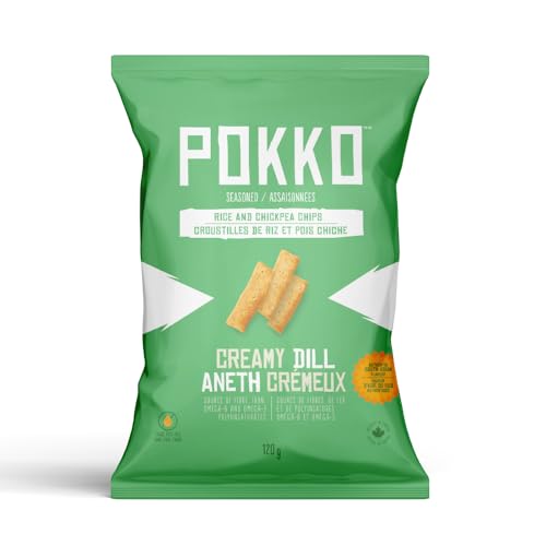 POKKO – Creamy Dill Rice & Chickpea Chips, Healthy, Non-GMO, Cholesterol-Free – 120g.