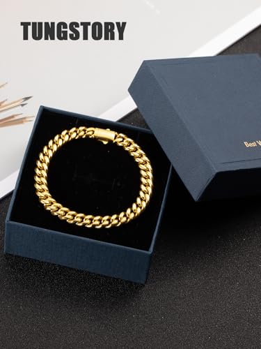 Pulsera cubana de eslabones 8mm 18K Gold Filled para hombre miniatura 3