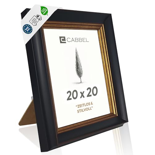 CABBEL Cadre Photo Baroque Noir-Or 20x20 cm AVI – Cadre Carré Vintage Style Antique, Orné d’Ornements Classiques, Cadre Décoratif pour Photos, Affiches & Œuvres d’art, Décoration Murale pour Salon