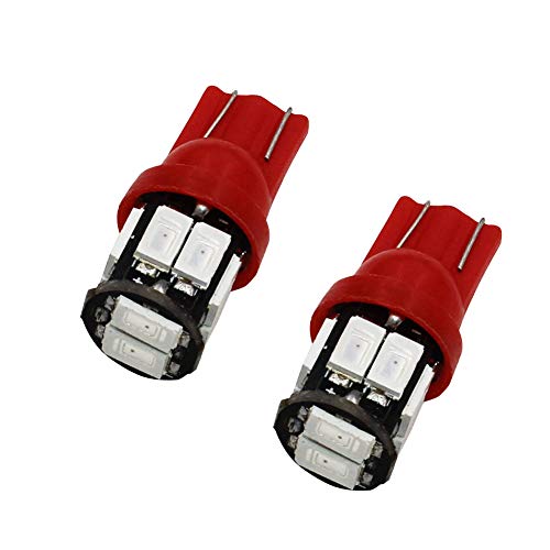 Yolu 2-Pack T10 5630 168 194 10-SMD LED Light W5W LED Bulbs Super Bright Interior Replacement Lights 168 194 2825 Wedge Bulbs License Plate Dashboard Side Marker Light Map Dome Lamp Red