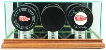 Perfect Cases TPPK-W Triple Hockey Puck Display Case, Walnut