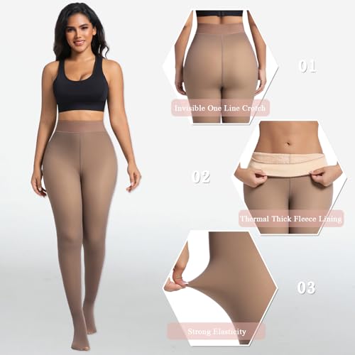 Image of Blostirno Women's Fleece Lined Tights Thermal Pantyhose Leggings Opaque Winter Warm Thick Stockings Tights