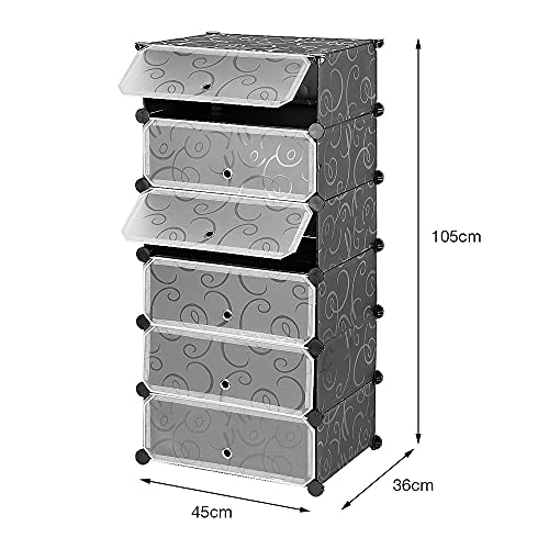 Étagère à chaussures modulable avec rangement pour bottes et 6 compartiments ajustables