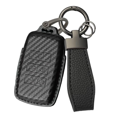 Carcasa para llave Range Rover de cuero con patrón de carbono