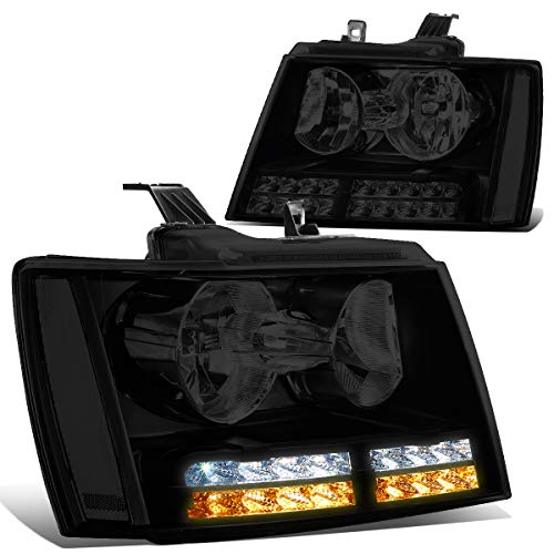 Image of DNA MOTORING HL-LED-CSA07-BK-SM-CL1 Pair LED DRL+Turn Signal Projector Headlight Headlamps