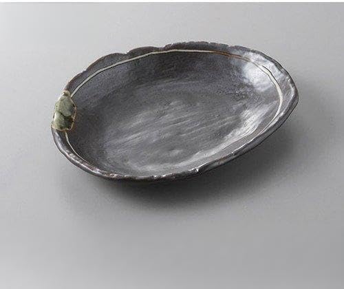 Set of 5 Appetizer Plates, Iron Glazed Ichin Line, 7.0 Inch Variation Plate, 8.0 x 6.5 x 1.1 inches (20.4 x 16.4 x 2.7 cm), Japanese Tableware, Restaurants, Commercial Use, Tableware, Tableware