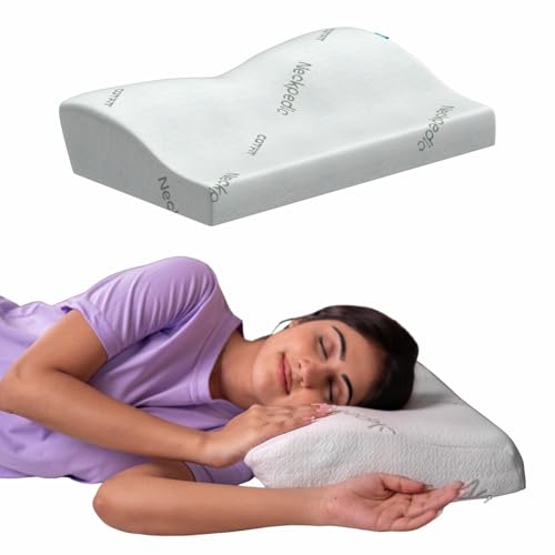 Image of Neckpedic Contour Cervical Memory Foam Pillow for Neck Pain Relief | Orthopedic Neck Support Pillow for Side & Back Sleepers | Dual Height Ergonomic Design for Neck Alignment (Pack of 1)