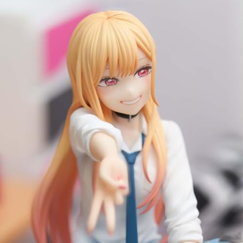 Image of Marin Kitagawa Sitting Pose Anime Figure - 15cm My Dress-Up Darling Blush Smile School Girl in Cross-Leg Sitting Action Figure for Desk, Shelf & Home Decor | Gift for Friends & Anime Fans