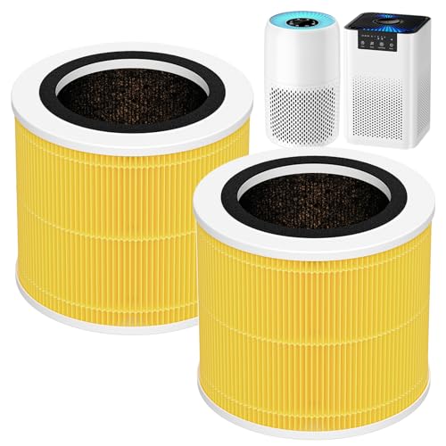 Image of AP100 AP102 Pet Care Filter Compatible with AromaRoom AP100 /AP102, Core Mini Air Purifiers, 3-IN-1 HEPA Filter and Activated Carbon Filter, 2 Pack (Yellow)
