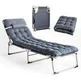 Sensch Camping Cot, 185CM Adjustable 4-Position Folding Cot Portable Folding Bed Guest for Sleeping Camping Bed Folding Cot for Camping W/Pilllow Mattress for Home Office Nap Beach Travel 150LB