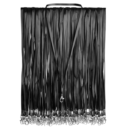 Tour de Cou Porte Badge Lot de 100 Laniere Noir ✮Marque Francaise✮ Collier Cordon Attache pour Divers Accessoires (Badge Travail Clés Carte Enfant...
