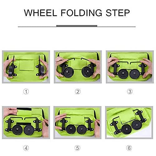 EliteMill 2 in 1 Faltbarer Einkaufswagen, Einkaufstrolley mit Rädern, zusammenklappbar, zweistufiger Reißverschluss… – Bild 7