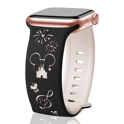 Cute Cartoon Two-Tone Engraved Bands Compatible with Apple Watch by SHOPANDSE - Used condition - US$7.73