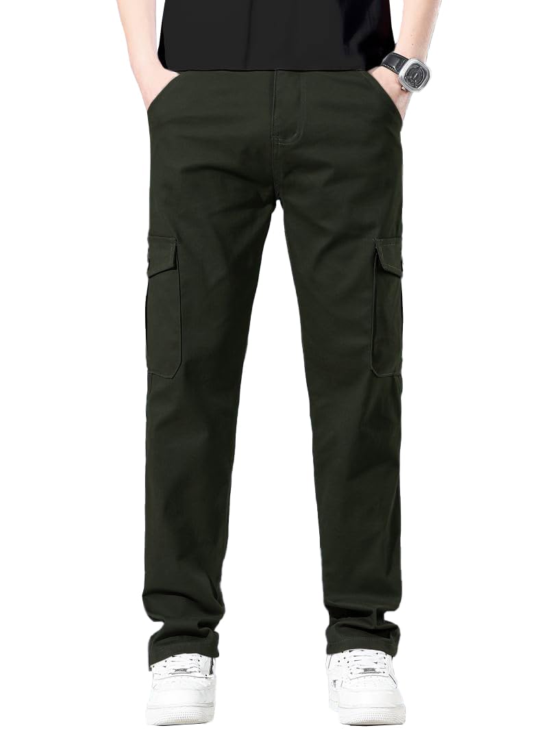 TOPLOT Pantaloni cargo da uomo in cotone || Cargo per gli uomini || Cargo a gamba dritta per uomo || Pantaloni casual da uomo (5212)