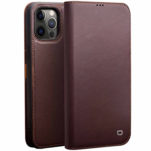 Coque iPhone 12 contre les chocs étui en cuir véritable résistant avec support