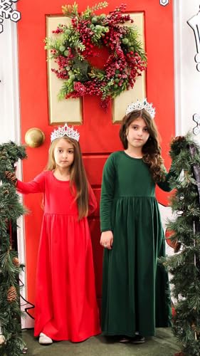 Image of Arshiner Girls Maxi Dress Long /Short Sleeve Casual Holiday Dress with Pockets for 5-13 Years
