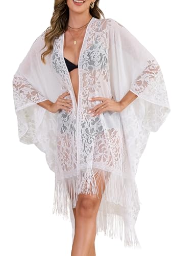 Kimono Plażowa z Koronką – Elegancki Damski Szlafrok na Plażę