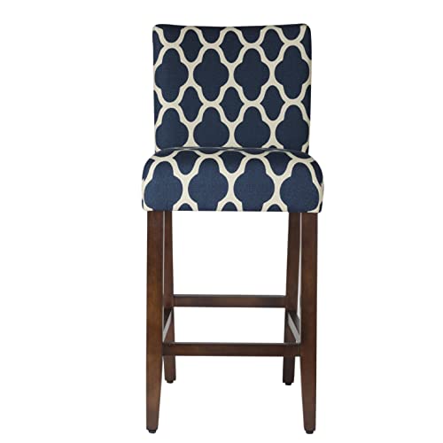 Homepop Upholstered Counter Height Barstool, 29-Inch, Navy And Cream Geometric #TOP7
