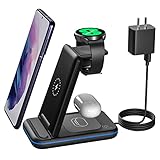 Wireless Charging Station for Samsung Galaxy Phone/Watch/Buds, 3 in 1 Foldable Charging Stand for Samsung S23 Ultra/S22/S21/S20/Note20/10/Galaxy Watch6/5/4/3/Classic/Active Buds+/Live with 18W Adapter