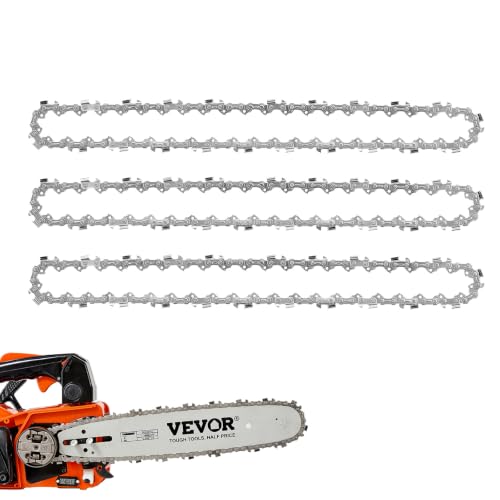 Image of VEVOR Chainsaw Chain 3 Pack 12 Inch 3 /8 inch Pitch 3 /8 inch Gauge 45 Drive Links | Fits VEVOR CN-25 Gas Chainsaw, Forged Alloy Steel, Replacement Saw Chains with Sharp Cutter Teeth & Wear-Resistant Tie Straps