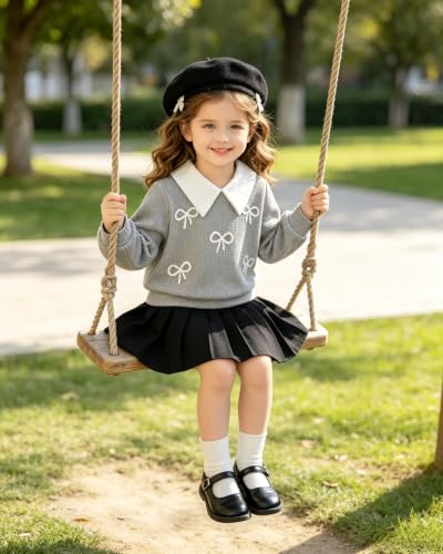 Image of Renotemy Toddler Girls Outfits Winter Little Girl Clothes Skirt Set 18M-6Y | Girls Christmas Fashion 2 Piece Outfit,Fall Knit Sweater and Skirt Set,Holiday Thanksgiving Dress Back to School Essentials