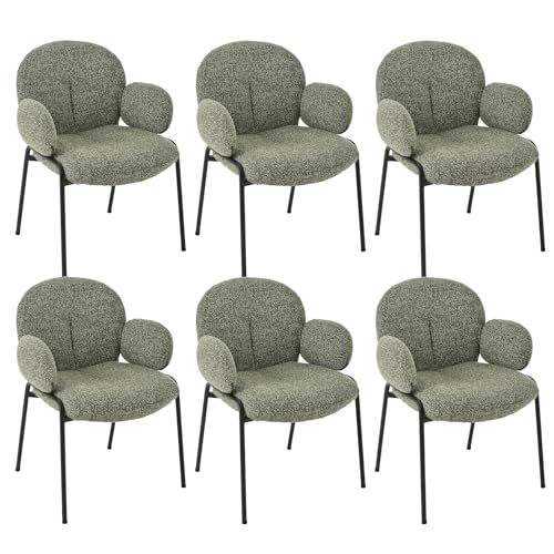 Goeurvant Lot de 6 chaises de Salle à Manger Vert Sapin avec accoudoirs - Chaises rembourrées Modernes avec Dossier,Pieds réglables en Hauteur,chaises de...