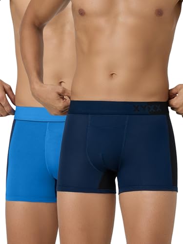 Image of XYXX Men's Dualist Micromodal Colorblock Trunks|Antimicrobial, Regular Fit, No-Marks Waistband|Underwear for Man Combo (Pack of 2)