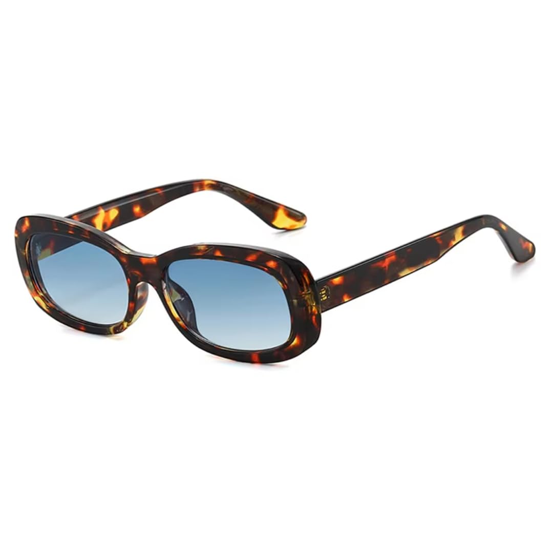Occhiali da sole vintage da donna, leopardati, blu, UV400, occhiali da uomo sfumati