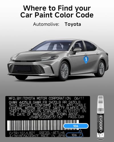 Image of 1D6 Silver Sky Metallic Touch Up Paint Compatible with Toyota Exact Match 2 in 1 Touch up Paint for Chips and Nicks Repair