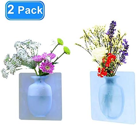 Removable Silicone Vases, antigravity Sticky vase on The Wall๏ผFlower Vase Small Decoration Vase Suitable for Party, Exhibition, Wedding, Festival, Bathrooms, Home Kitchen ๏ผOffice Decoration(2pack)