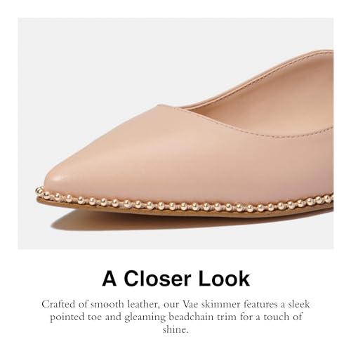 Coach Women's VAE Leather Skimmer Ballet Flat, Beechwood, 8.54