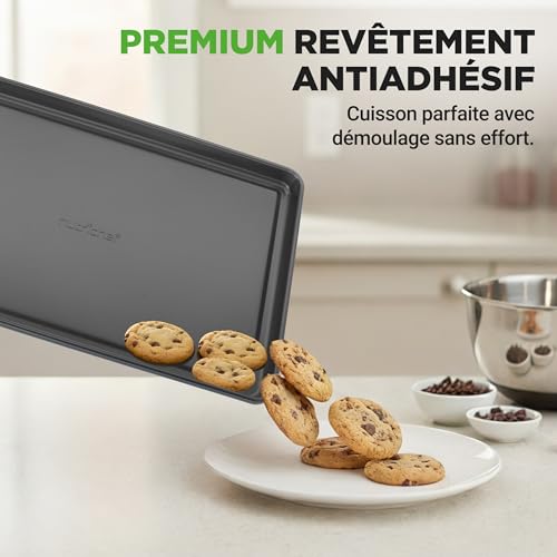 Nutrichef Ensemble de Moules à Pâtisserie Empilable Antiadhésif 8 Pièces- Ensemble de Plaques de Cuisson sans PFOA, PFOS, PTFE avec Revêtement Antiadhésif, Résistant au Four jusqu'à 232°C (Gris) – vue 4