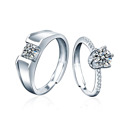 Bague moissanite argent 925 anneau incrusté mariage fiançailles réglable