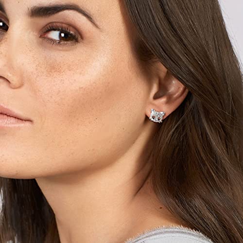 U7 Teen Girls Cat Earrings Rhinestone Platinum Plated Cute Kitten Kitty Stud Earrings For Women #TOP1