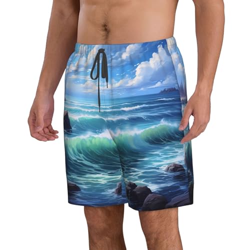 Blue Sea Landscape Men's Quick Dry Beach Shorts Swim Trunks with Pockets Board Shorts2