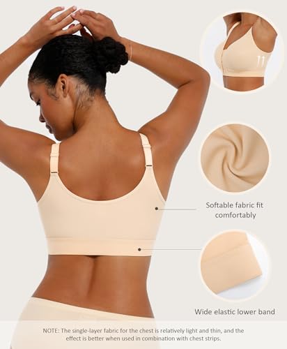FeelinGirl Post Surgery Bras for Womem Front Closure Mastectomy Bras Surgical Wireless Full Coverage Compression Bra3