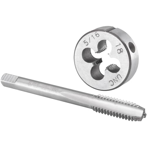 Burkit 5/16 '-18 UNC Tap and Die Set mano destra, 5/16 x 18 UNC filettatura macchina rubinetto e dado rotondo