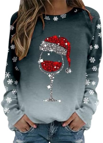 HUIFUAO kerstsweatshirt voor dames, sweater, kersttrui voor dames, sneeuwvlokprint, pullover, tops met lange mouwen, kersttruien voor vrouwen, M HUIFUAO kerstsweatshirt voor dames, sweater, kersttrui voor dames, sneeuwvlokprint, pullover, tops met lange mouwen, kersttruien voor vrouwen, M