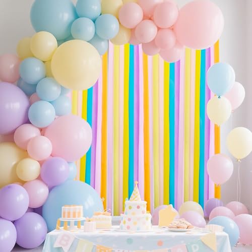 Image of Crepe Paper Streamers, 8 Rolls Pastel Party Streamer for Spring Tea Party Decorations, Easter Wedding Bridal Baby Shower Decorations