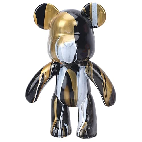 HANDA DIY Painting Kit - Teddy Bear & Gloomy Bear Figurines Creative Home Decorations Handmade Doll Toys Gift for Birthday & Valentines (9.05 inch Gold+White+Black)