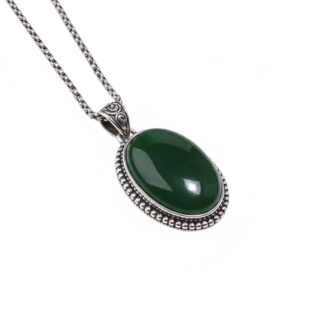 Green Jade Oval Stone Pendant | Natural Jade for Luck, Prosperity & Good Health | Powerful Stone for Success, Stability & Emotional Balance | Removes Negativity, Fear & Stress | Attracts Abundance & Positive Energy for Women-image-5