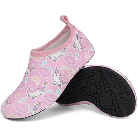 Somic Kids Beach Swim Water Shoes Boys Girls Barefoot Toddler Aqua Socks for Pool Quick Dry Non-Slip Outdoor Sports Surfing Skin Barefoot Seaside Pink UK Infant 2.5/3.5 Cover