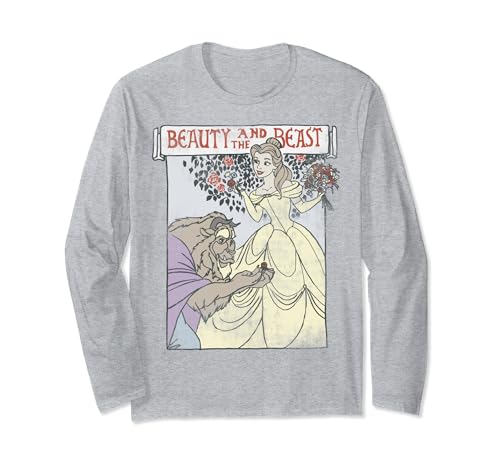 T-shirt Disney La Belle et la Bête Portrait Poster Haut Manches Longues Coton